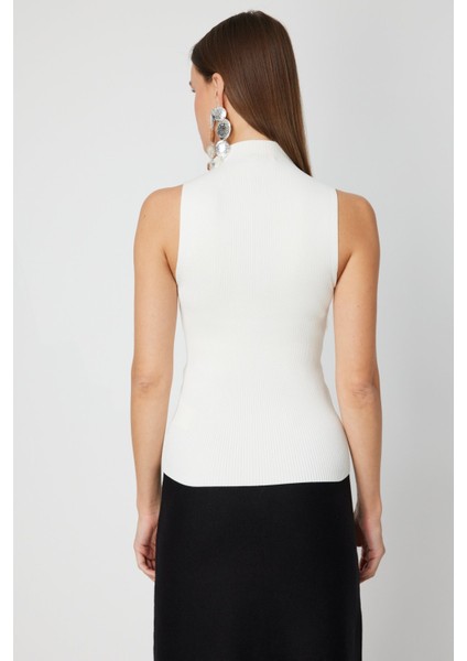 Kadın Taşlı Kolsuz Triko Bluz 66375 Krem fırsatları