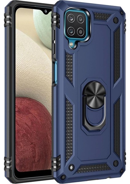 Buğz Samsung Galaxy A22 Kılıf Sofya Yüzüklü Silikon Kapak - Lacivert