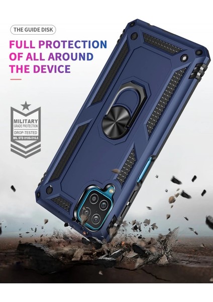 Buğz Samsung Galaxy A22 Kılıf Sofya Yüzüklü Silikon Kapak - Lacivert