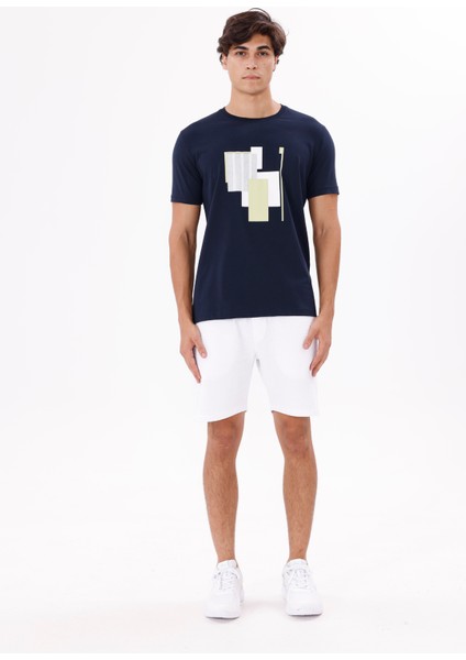 Grafik Baskılı Bisiklet Yaka Rahat Kalıp Kısa Kollu Tişört