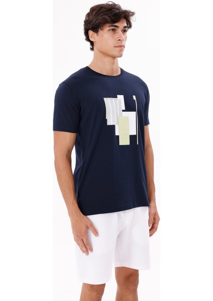 Grafik Baskılı Bisiklet Yaka Rahat Kalıp Kısa Kollu Tişört fırsatları