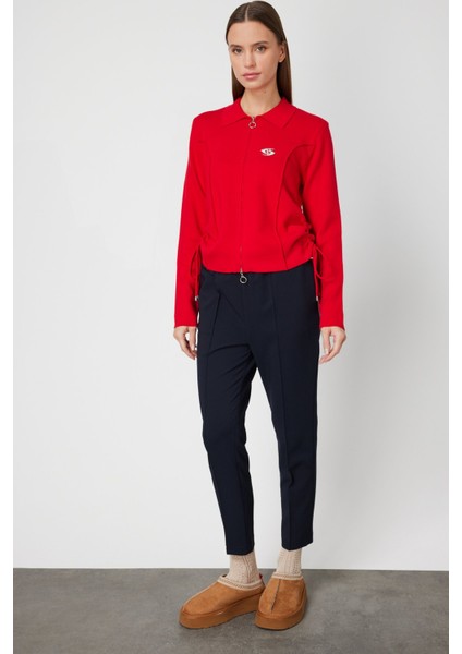 Kadın Yanları Büzgü Detaylı Fermuarlı Hırka 63923 Kırmızı fiyatları