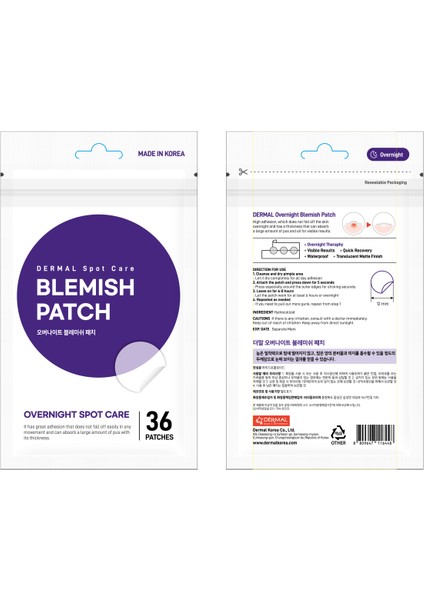Overnight Dermal Bölgesel Bakım Bandı Gece 36 Adet