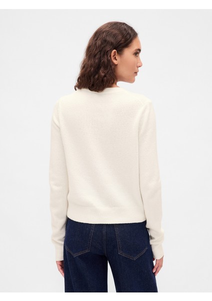 Kadın Kırık Beyaz Cashsoft Bisiklet Yaka Kazak fırsatları