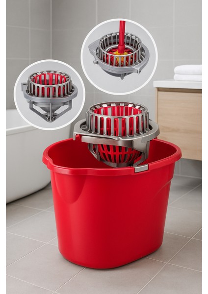 17 Litre Büyük Boy Döner Kendinden Sıkmalı Hazneli Temizlik Kovası fiyatları