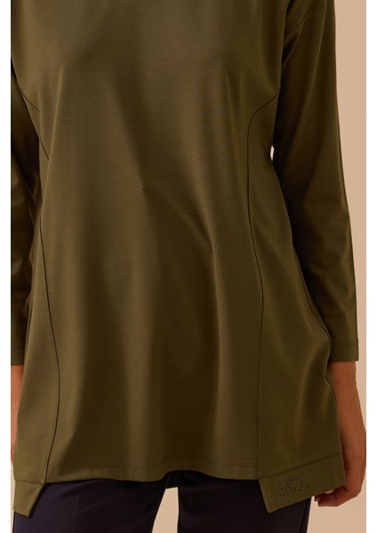 Kadın Sıfır Yaka Basic Tunik 1025 Haki modelleri