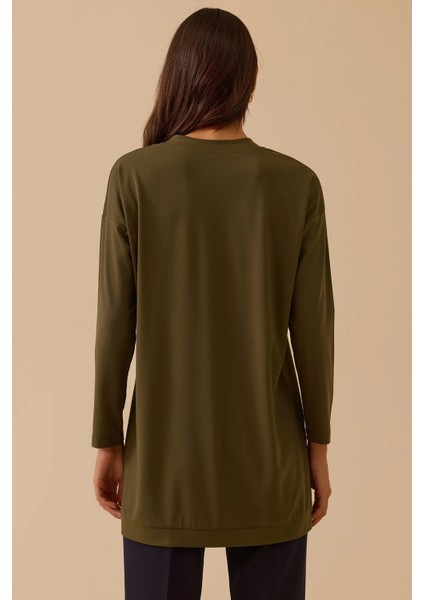Kadın Sıfır Yaka Basic Tunik 1025 Haki fırsatları