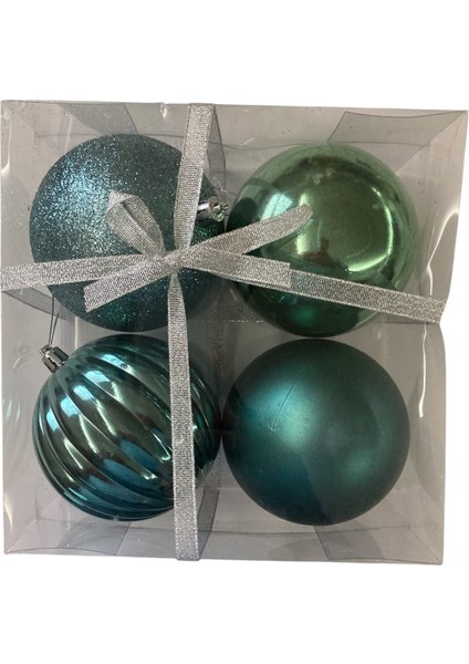 10 cm 4'lü Yılbaşı Ağacı Top Süs