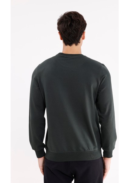 Minimal Göğüs Işlemeli Rahat Kalıp Esnek Manşetli Mevsimlik Bisiklet Yaka Sweatshirt modelleri