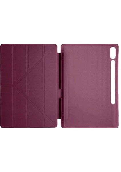 Buğz Newface Samsung Galaxy X610 Tab S9 Fe Plus 12.4 Kılıf Kalemlikli Mars Tablet Kılıfı - Mürdüm modelleri