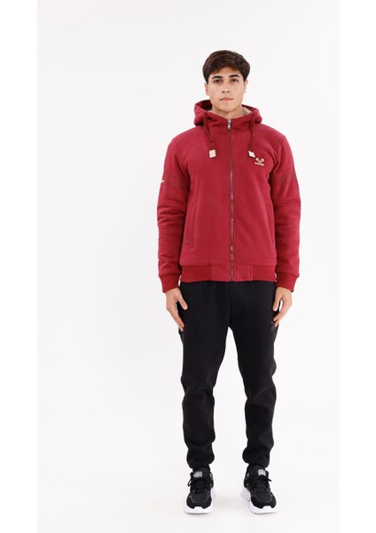 Kürk Astarlı Kapüşonlu Tam Fermuarlı Çift Cepli Logolu Ribana Detaylı Sıcak Tutucu Kışlık Mont