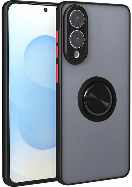 Buğz Samsung Galaxy S25 Edge Kılıf Montreal Yüzüklü Silikon Kapak - Siyah