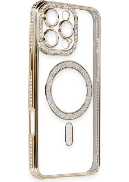 Buğz Newface Iphone 16 Pro Kılıf Joke Simli Magneticsafe Kılıf - Gold modelleri