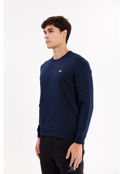 Göğüs Logolu Bisiklet Yaka Rahat Kalıp Mevsimlik Sweatshirt fiyatları