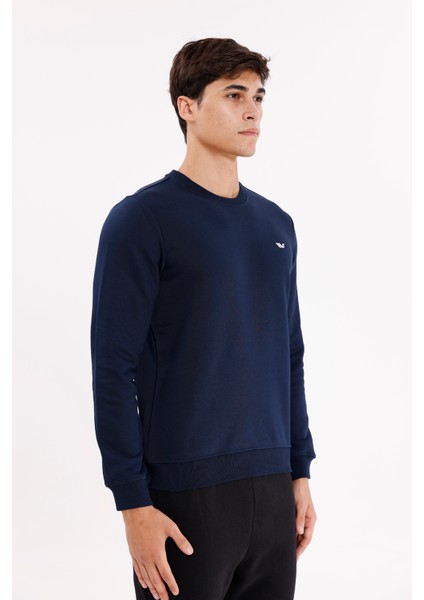 Göğüs Logolu Bisiklet Yaka Rahat Kalıp Mevsimlik Sweatshirt fırsatları