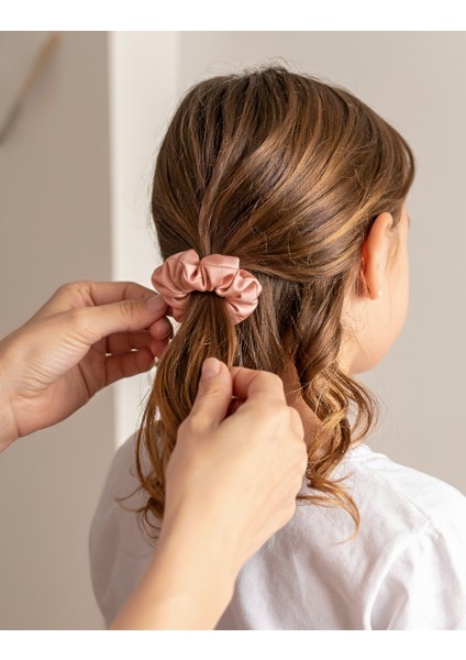 Çocuk Saten Toka - Pure Somon – Tekli Lüks Lastik Model Scrunchie modelleri
