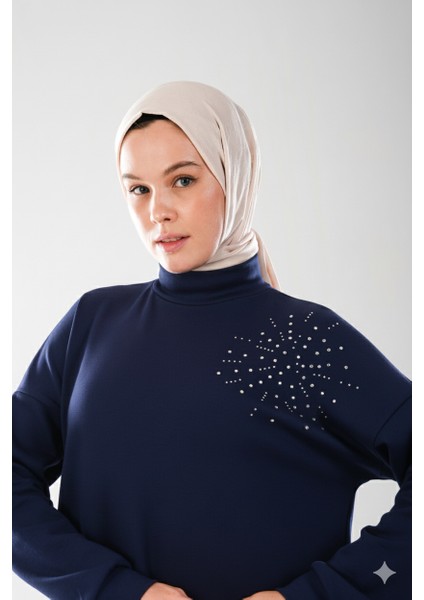 2296_KADINTAŞ Baskılı Yırtmaçlı Dik Yakalı Tunik modelleri