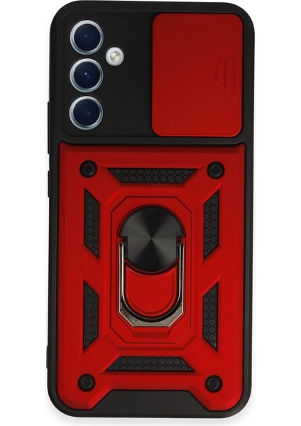 Buğz Samsung Galaxy A34 5g Kılıf Pars Lens Yüzüklü Silikon - Kırmızı