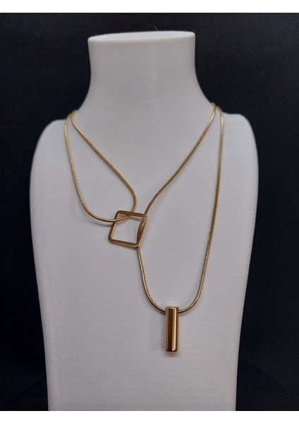 Altın Renkli Iki Katmanlı Çelik Kolye fiyatları