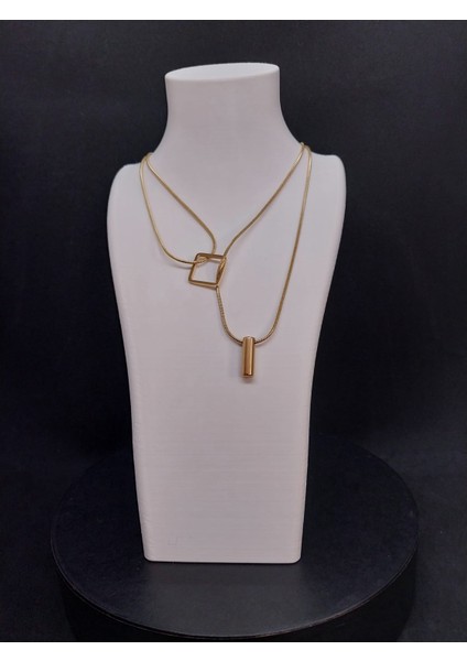 Altın Renkli Iki Katmanlı Çelik Kolye modelleri