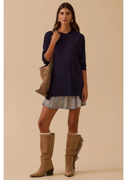 Kadın Sıfır Yaka Basic Tunik 1025 Lacivert