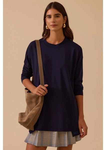 Kadın Sıfır Yaka Basic Tunik 1025 Lacivert fiyatları