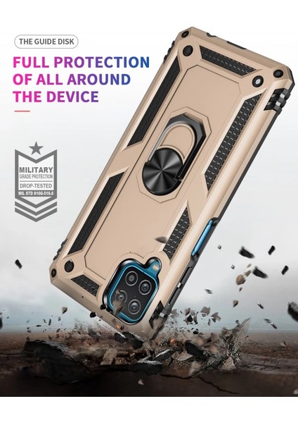 Buğz Samsung Galaxy A22 Kılıf Sofya Yüzüklü Silikon Kapak - Gold