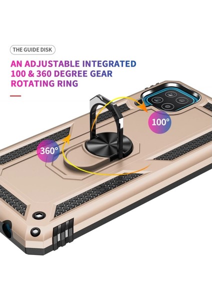 Buğz Samsung Galaxy A22 Kılıf Sofya Yüzüklü Silikon Kapak - Gold