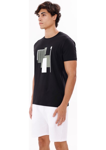 Grafik Baskılı Bisiklet Yaka Rahat Kalıp Kısa Kollu Tişört fiyatları