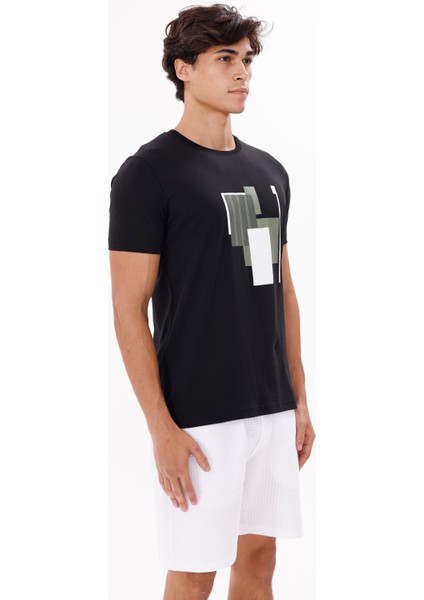 Grafik Baskılı Bisiklet Yaka Rahat Kalıp Kısa Kollu Tişört fırsatları