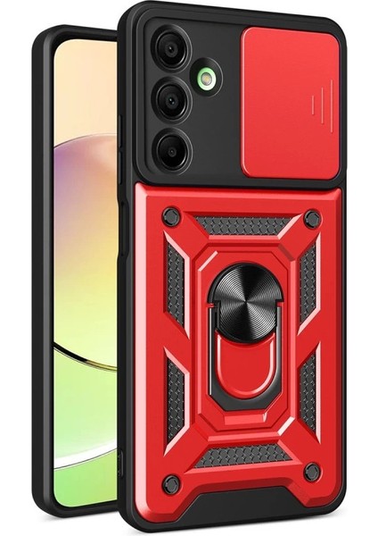 Buğz Samsung Galaxy A16 5g Kılıf Pars Lens Yüzüklü Silikon - Kırmızı