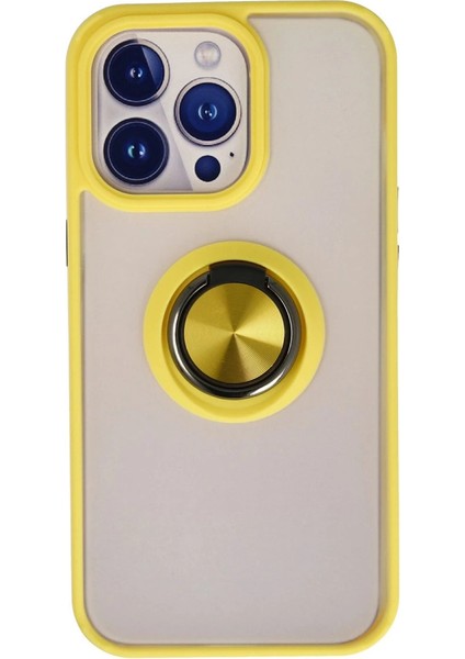 Buğz Iphone 13 Pro Kılıf Montreal Yüzüklü Silikon Kapak - Sarı