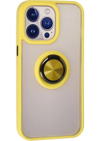 Buğz Iphone 13 Pro Kılıf Montreal Yüzüklü Silikon Kapak - Sarı modelleri