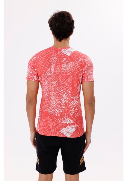 Modern Baskı Detaylı Hafif Jarse Kumaş Rahat Kalıp Bisiklet Yaka Tişört modelleri