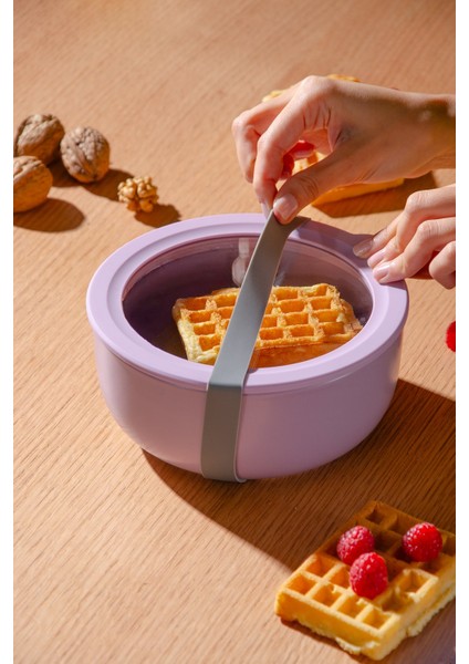 Moca Stoneware Hava Geçirmez Şeffaf Kapaklı Saklama Kabı 1000 ml | Mor