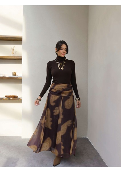 Bel Drape Simli Şifon Etek fiyatları