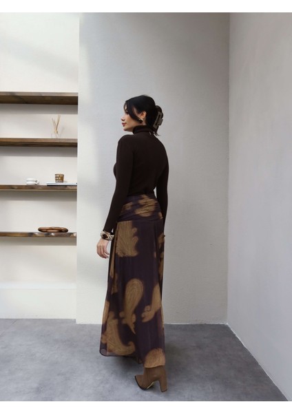 Bel Drape Simli Şifon Etek modelleri