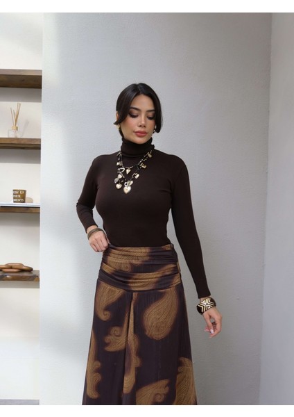 Bel Drape Simli Şifon Etek fırsatları