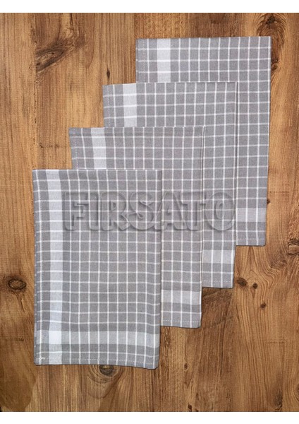 Grida Kareli 4'lü Mutfak Havlusu | Kurulama Bezi Oeko-Tex Sertifikalı