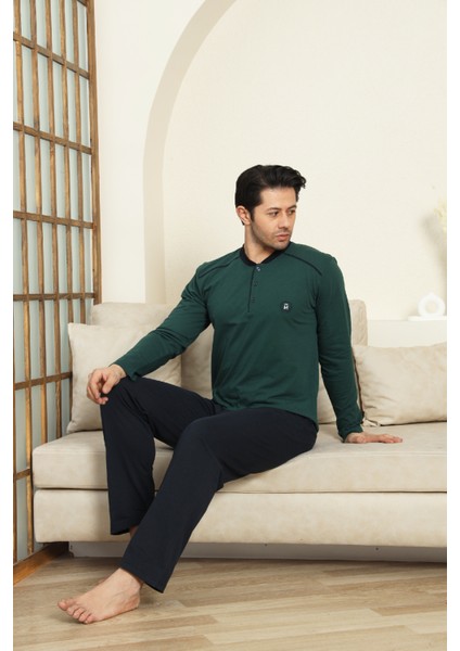 Erkek %100 Pamuklu Pijama Takımı-3 DÜĞMELI-12440 fiyatları