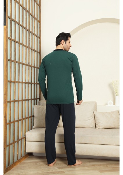 Erkek %100 Pamuklu Pijama Takımı-3 DÜĞMELI-12440 fırsatları