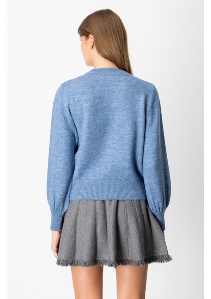 Kadın Sim Detaylı Incili Kazak 63316 Mavi fırsatları