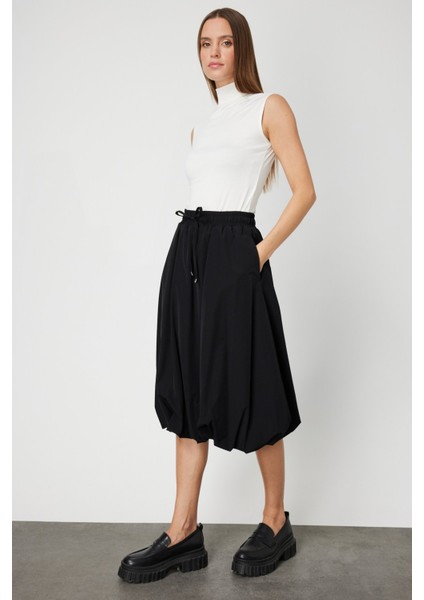 Kadın Paraşüt Kumaş Midi Balon Etek 64211 Siyah fiyatları