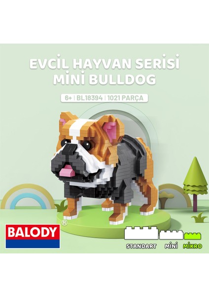 Evcil Hayvan Serisi – Mini Bulldog (BL18394) – Mikro Blok Yapı Oyuncakları Seti
