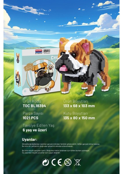 Evcil Hayvan Serisi – Mini Bulldog (BL18394) – Mikro Blok Yapı Oyuncakları Seti
