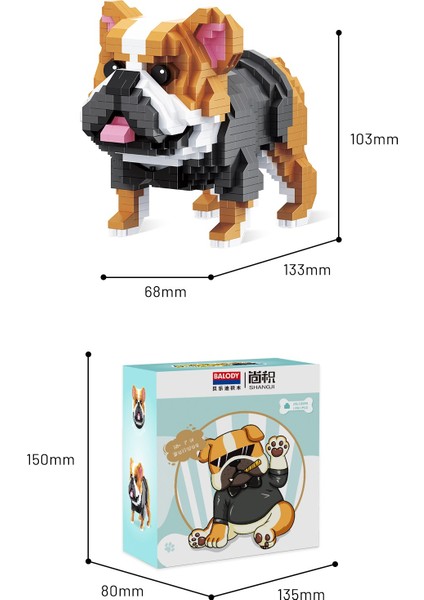 Evcil Hayvan Serisi – Mini Bulldog (BL18394) – Mikro Blok Yapı Oyuncakları Seti