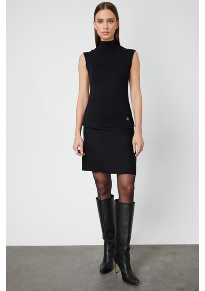 Kadın Dik Yaka Kolsuz Basic Bluz 61432 Siyah fiyatları