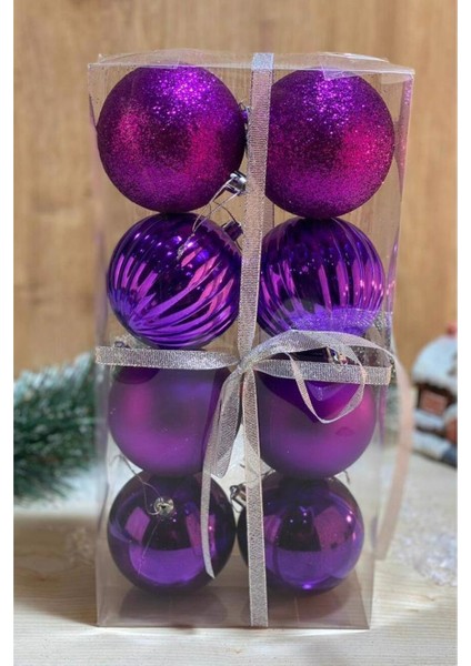 8 cm 8'li Yılbaşı Ağacı Top Süs