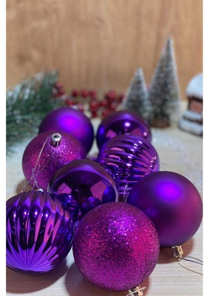 8 cm 8'li Yılbaşı Ağacı Top Süs fiyatları