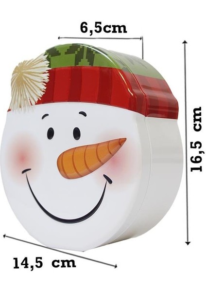 Yılbaşı Temalı Kardan Adam Figürlü Metal Kutu Hediye ve Saklama Kutusu 16 cm modelleri